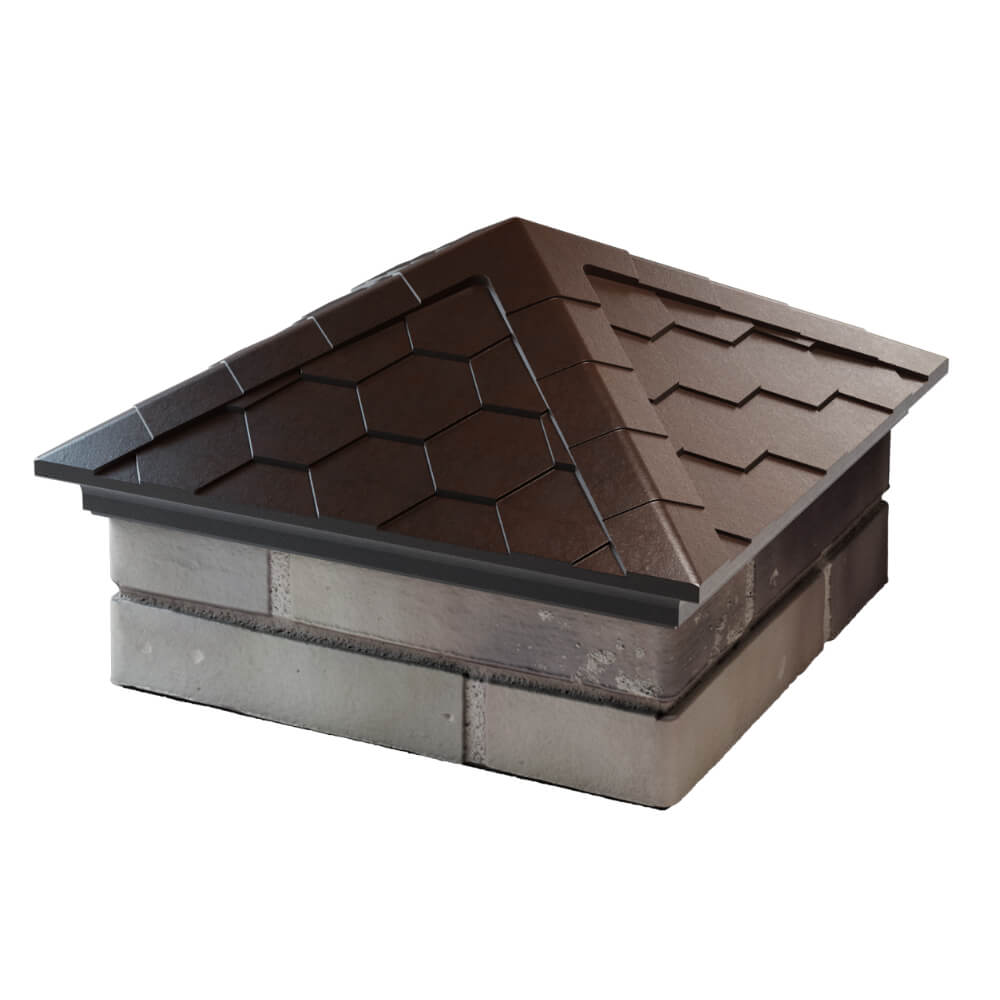 Колпак Zking Эверест Коричневый на столб 1.5х1.5 кирпича (390х390мм) в Уссурийске фото
