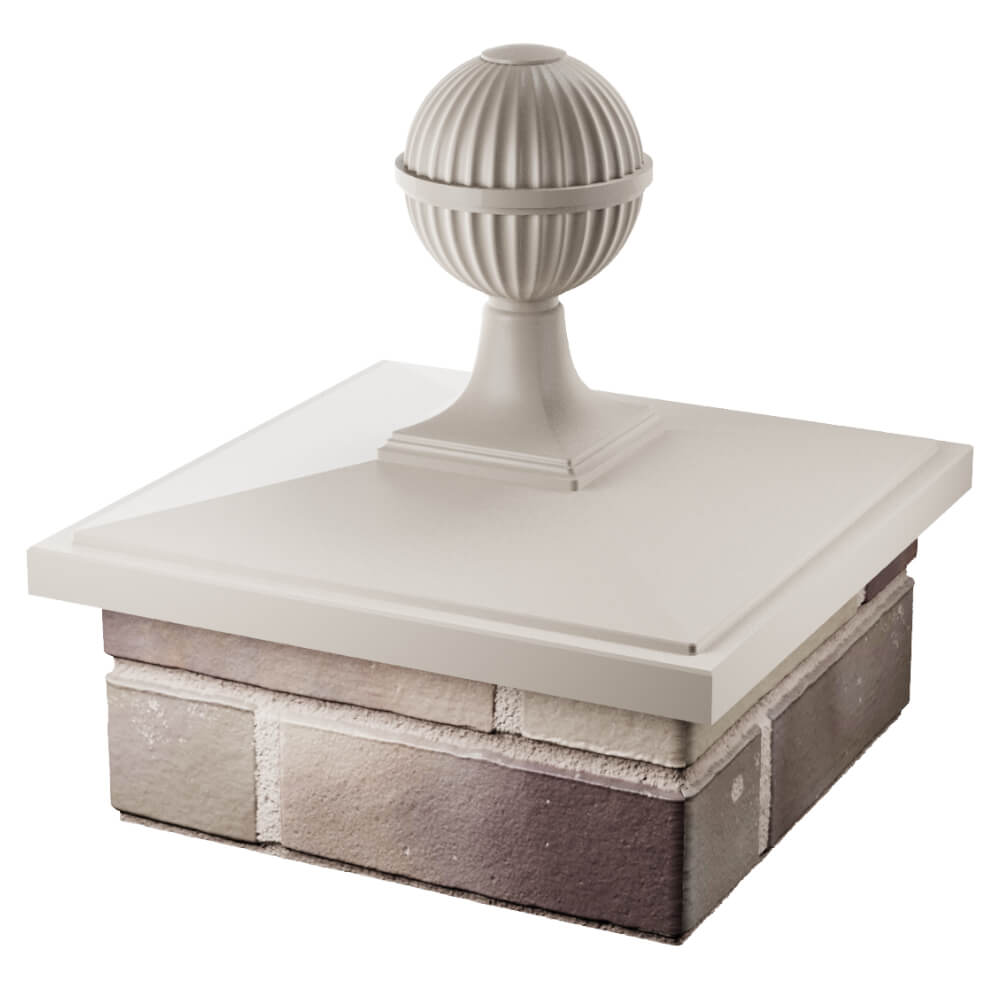 Колпак Zking БонаМоно Бежевый с шаром на столб 1.5х1.5 кирпича (385х385, 400х400мм) в сборе в Уссурийске фото
